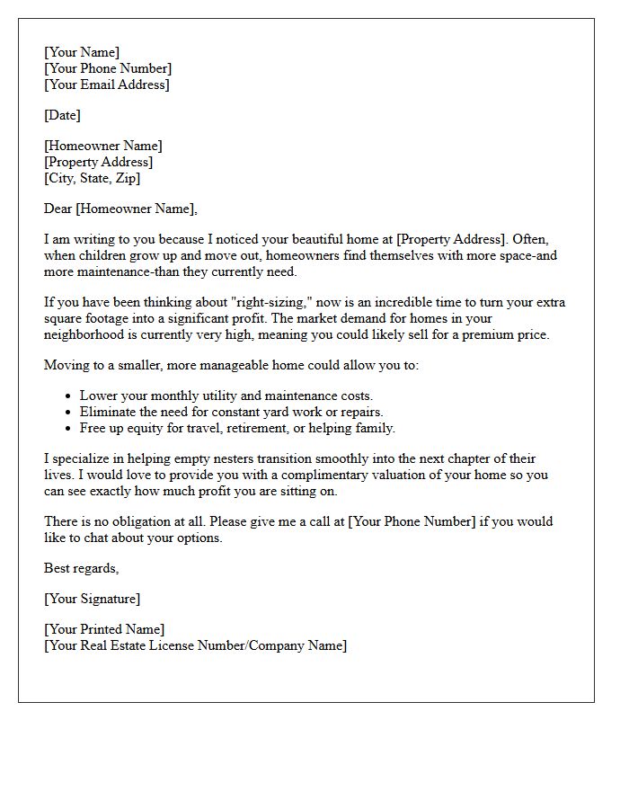 Profit From Your Empty Nest Letter