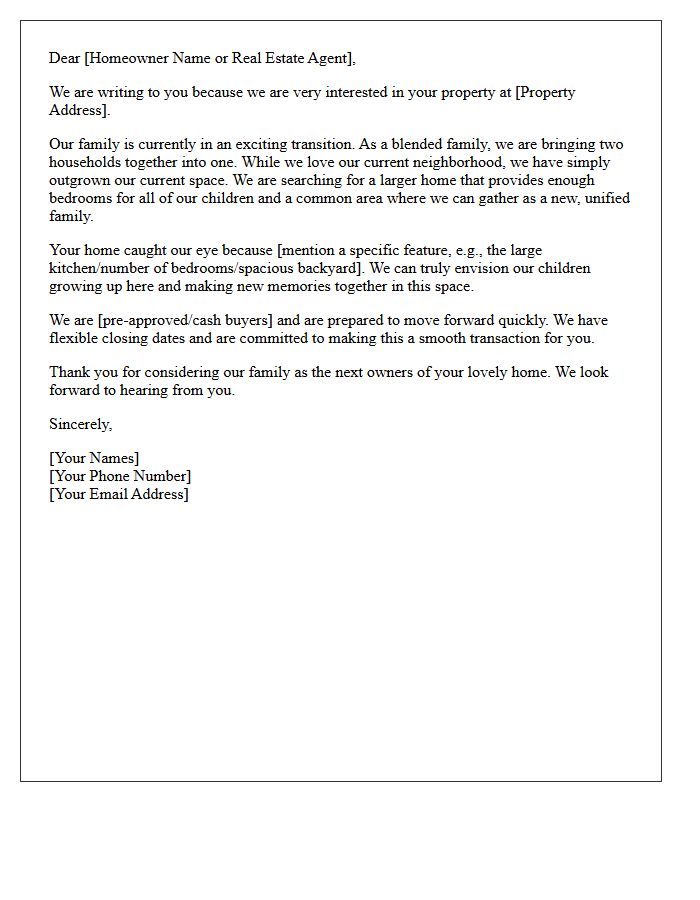 Blended Family Space Search Upsizing Letter