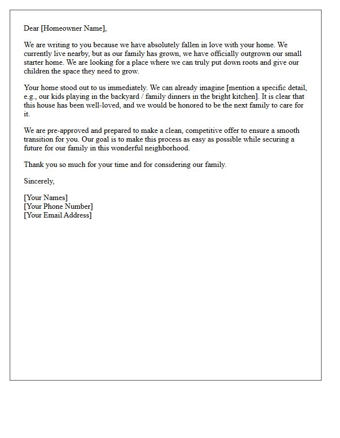 Outgrown Starter Home Family Upsizing Letter