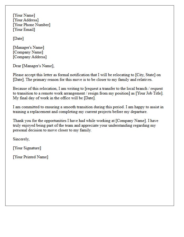 Moving Closer To Relatives Relocation Letter