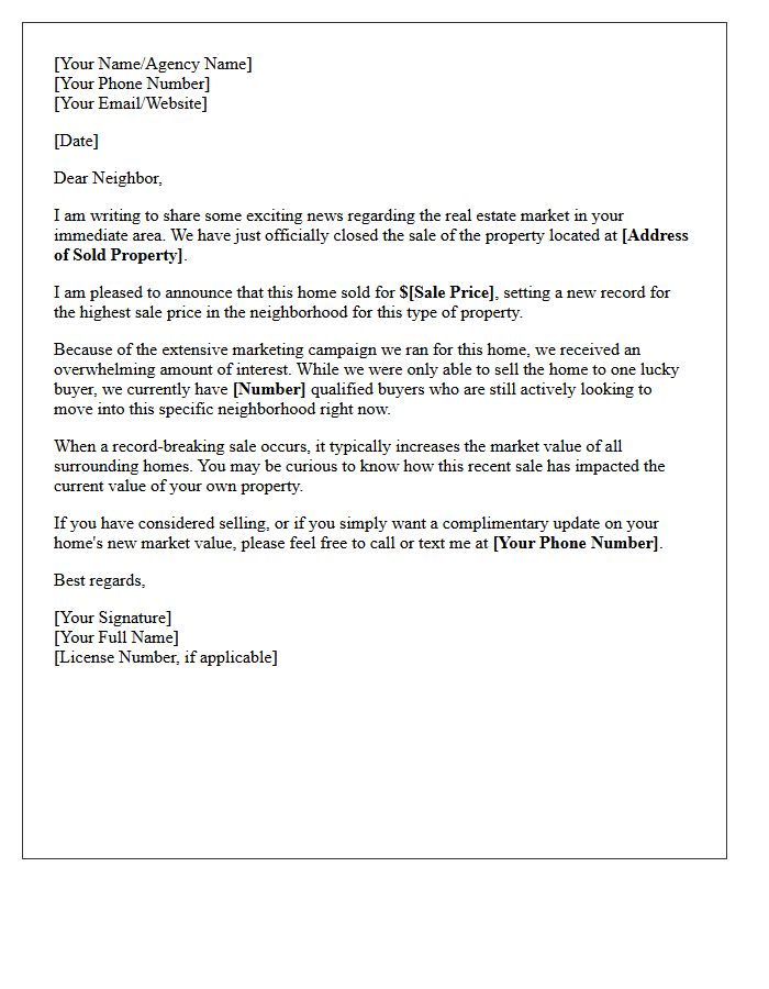 Record Breaking Sale Nearby Letter