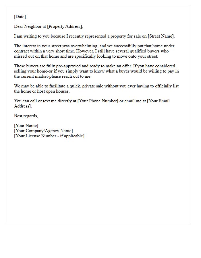 We Have Leftover Buyers For Your Street Letter