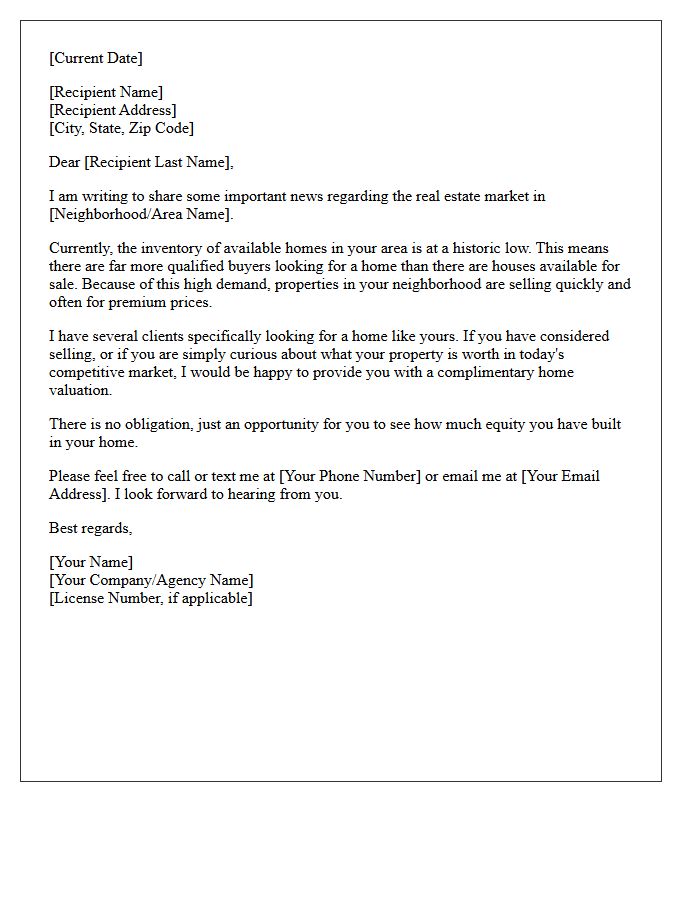 Low Inventory In Your Area Letter