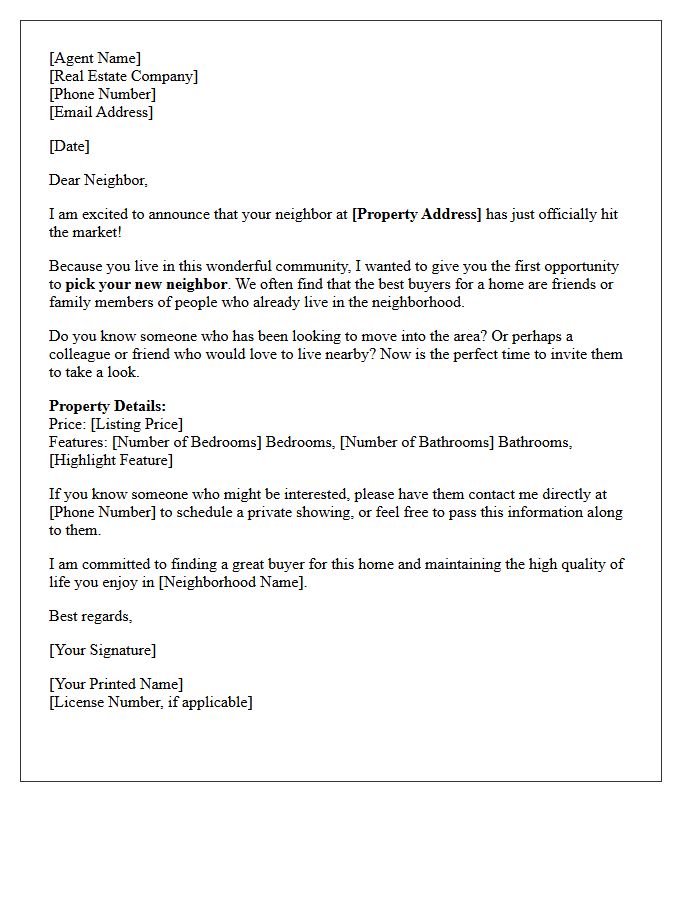 Pick Your New Neighbor Just Listed Letter
