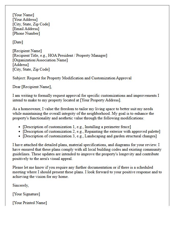 Achieving Property Freedom And Customization Letter