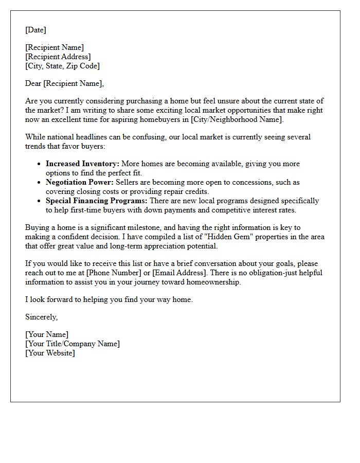 Local Market Opportunities For Aspiring Homebuyers Letter