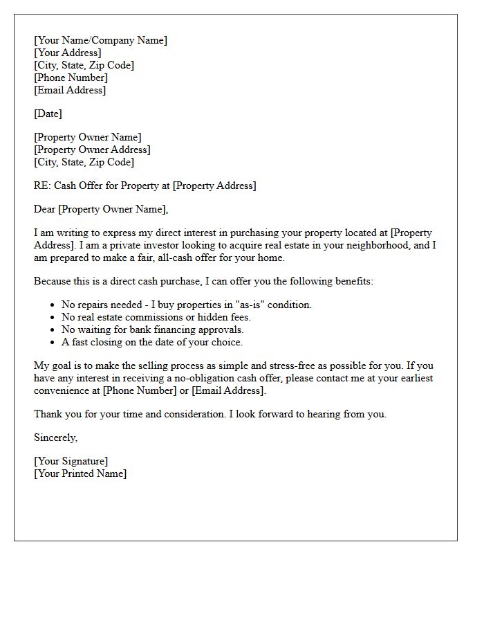 Direct Cash Offer Letter