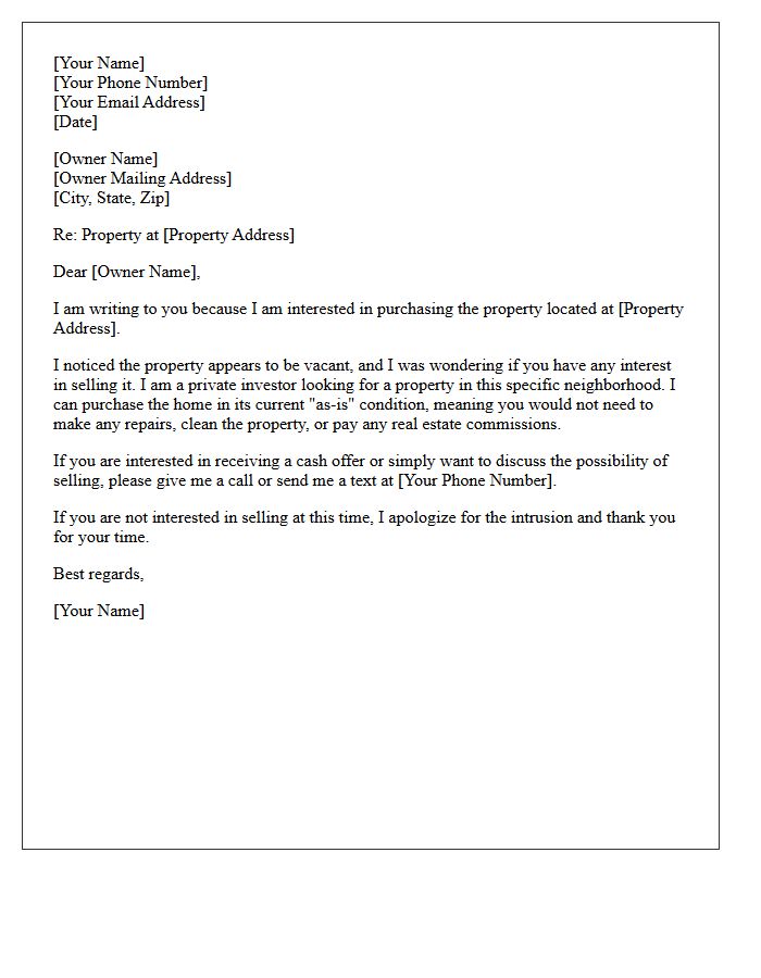 Absentee Owner Vacant Property Letter