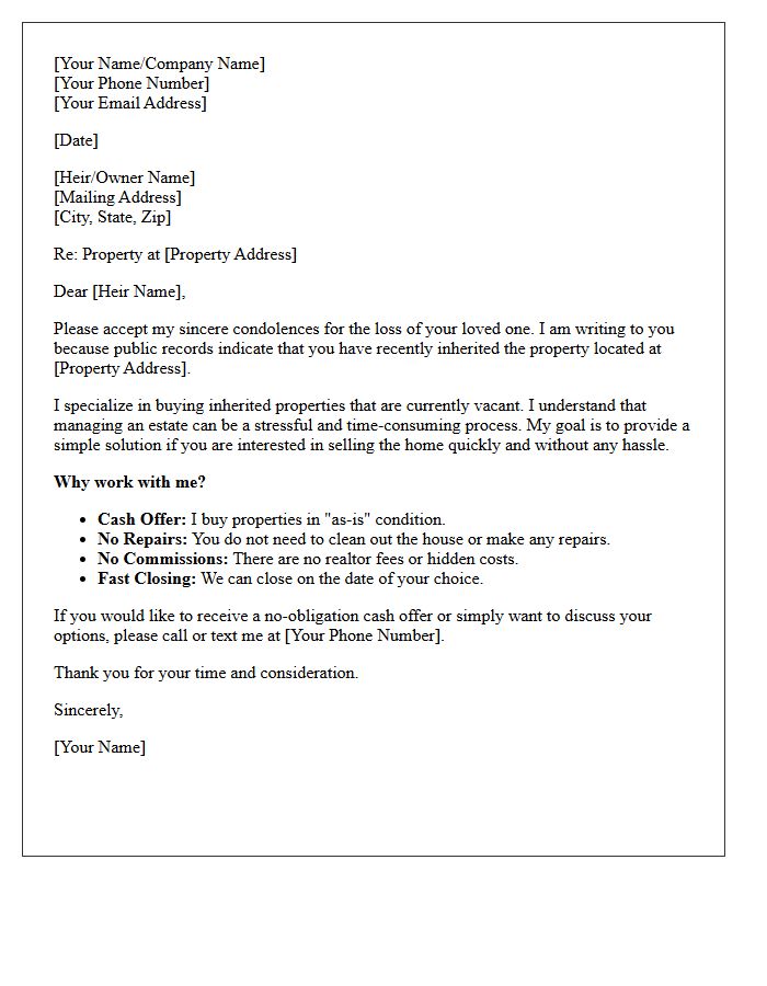 Inherited Vacant Property Cash Offer Letter