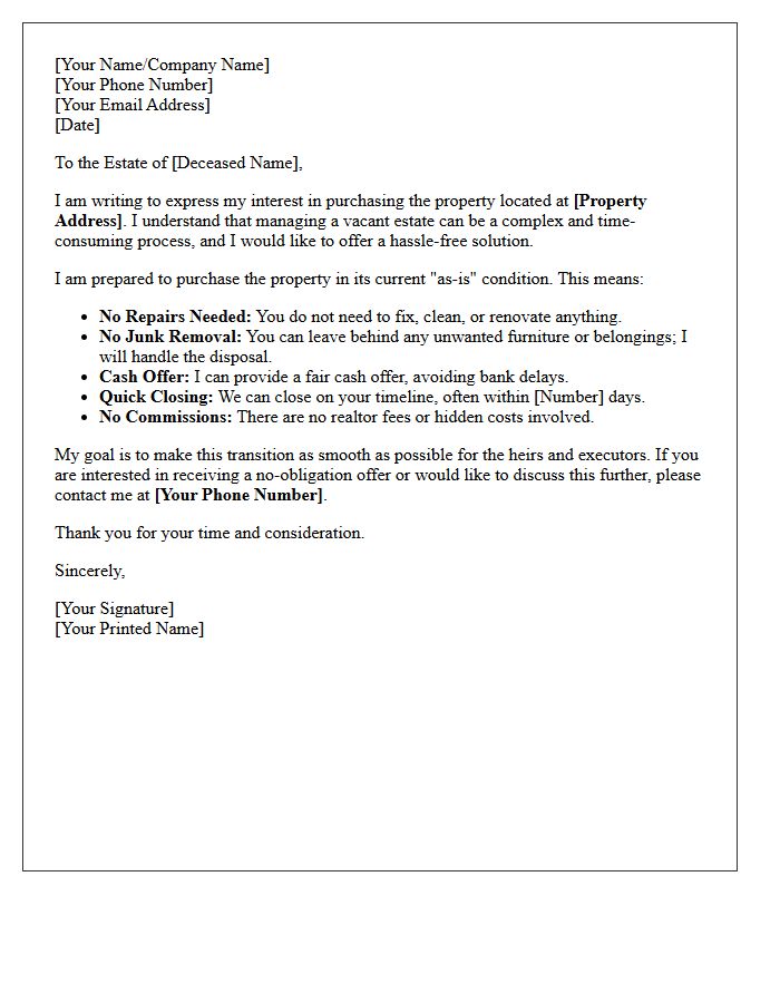 Hassle-Free Vacant Estate Offer Letter