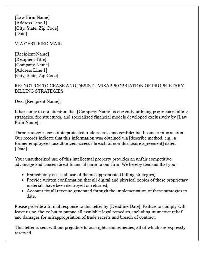 Law Firm Billing Strategy Misappropriation Letter