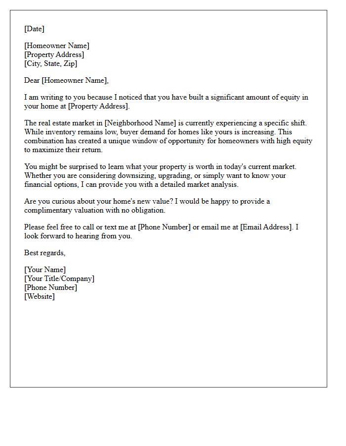 High Equity Neighborhood Market Shift Letter