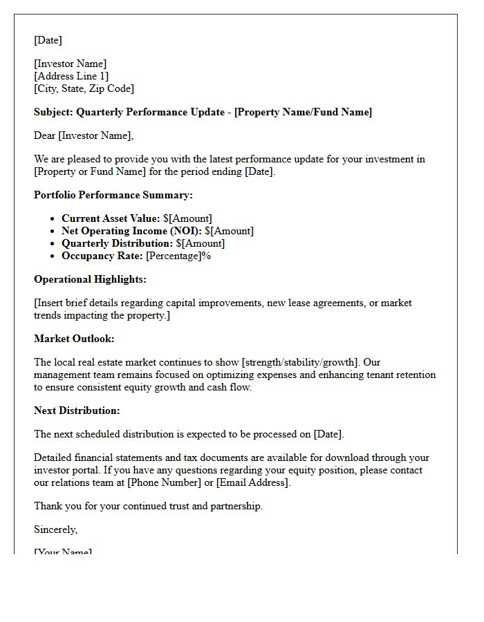 Premium Equity Real Estate Update Letter