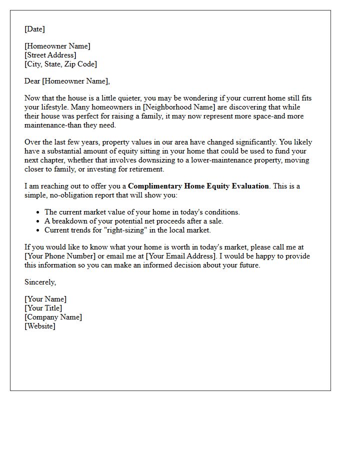 Empty Nester Equity Evaluation Letter