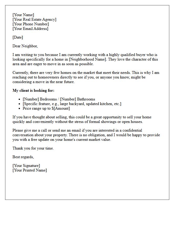 Active Buyer Neighborhood Interest Letter