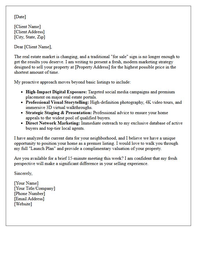 Fresh Real Estate Marketing Strategy Letter