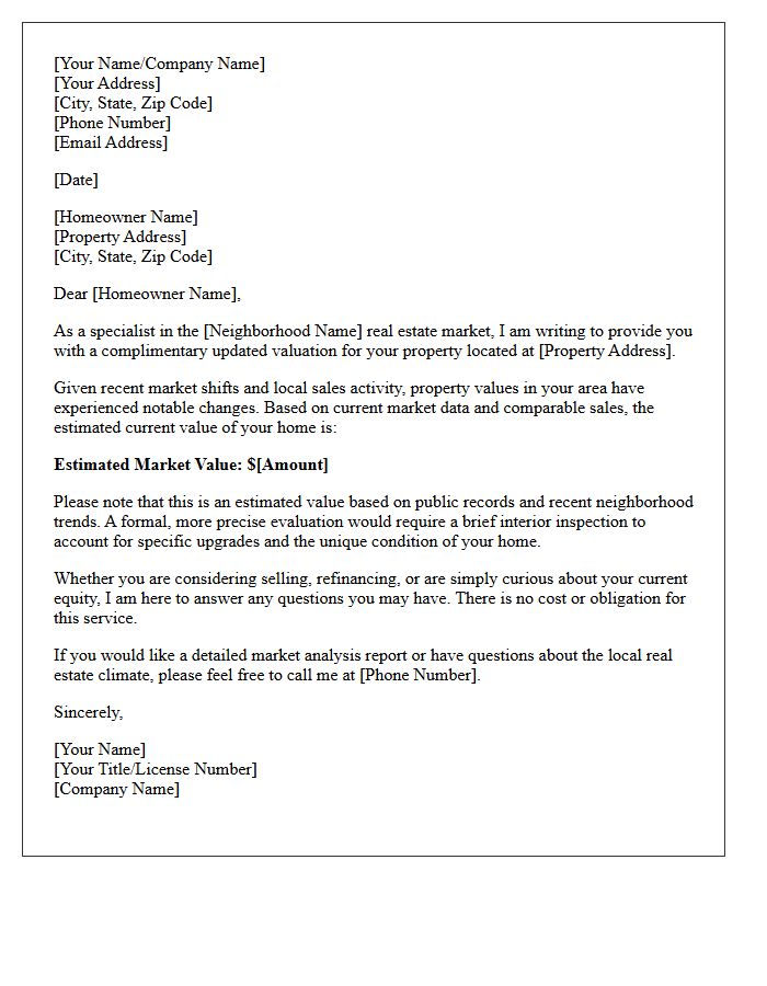 Complimentary Updated Property Valuation Letter