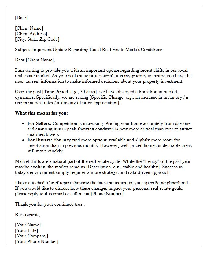 Shift In Real Estate Market Conditions Letter