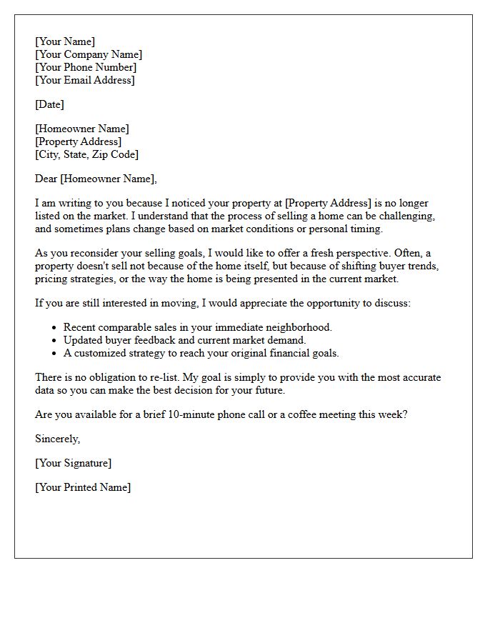Reconsidering Your Property Selling Goals Letter
