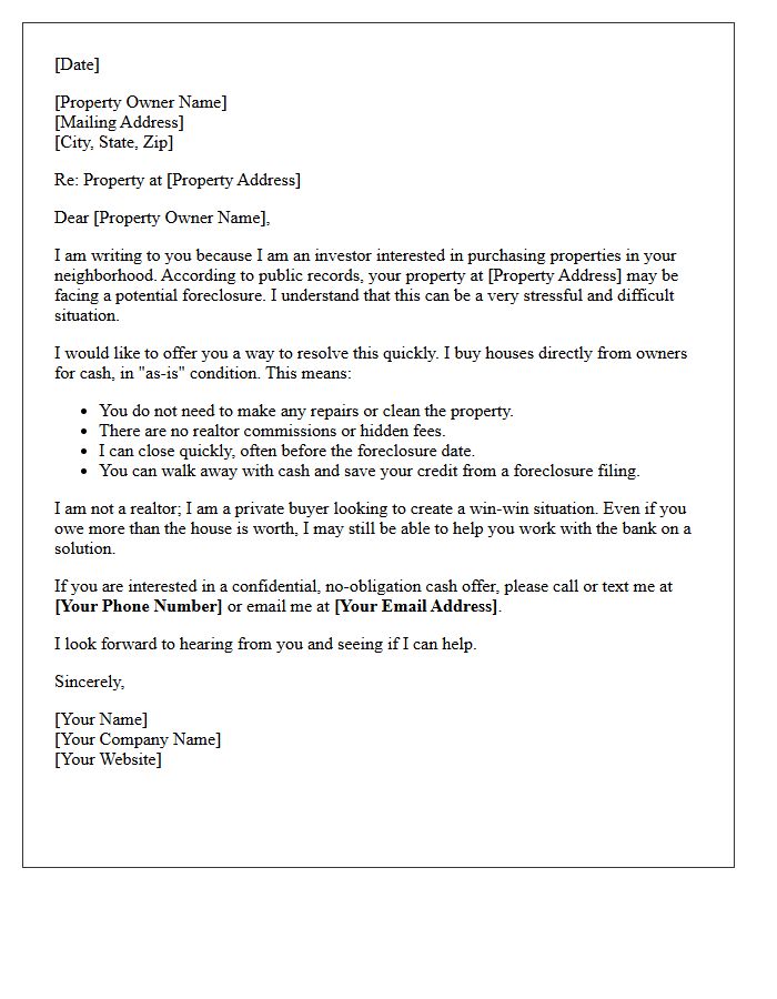 Pre-Foreclosure Direct Investor Letter