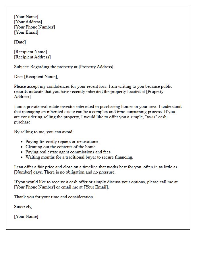 Inherited Property Quick Sale Letter