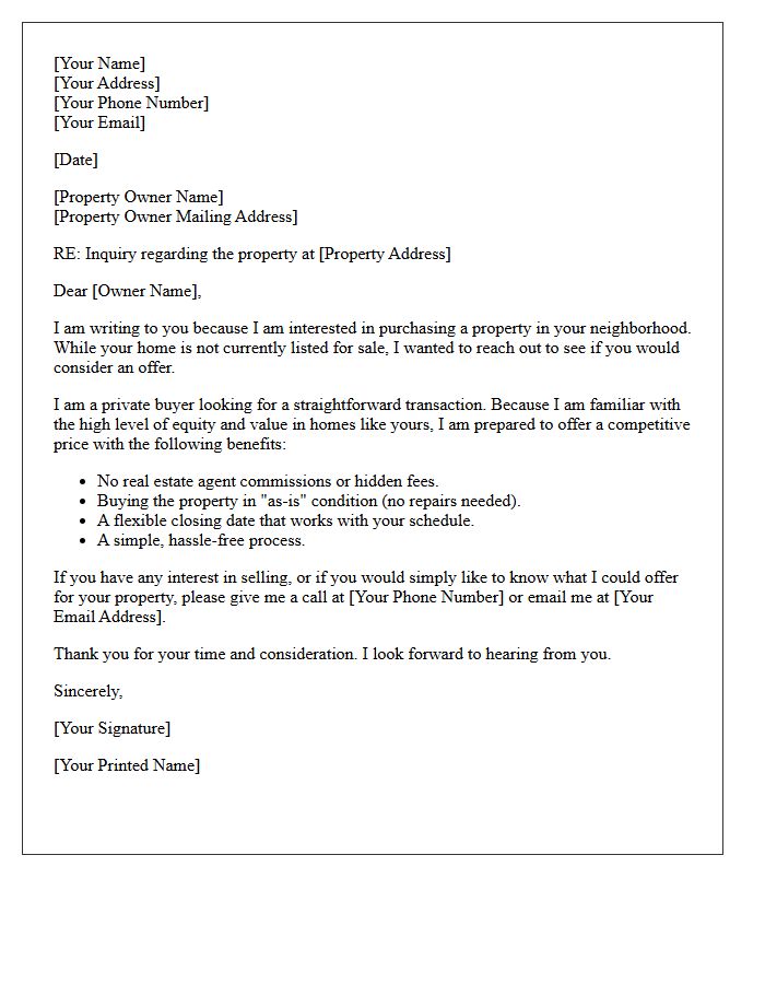High Equity Property Inquiry Letter