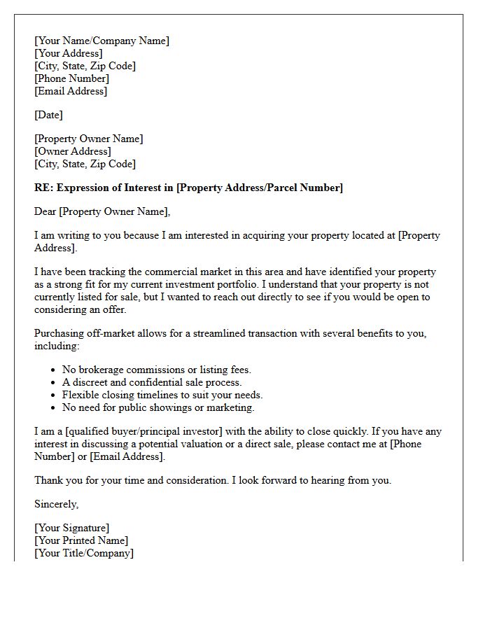 Commercial Off-Market Interest Letter