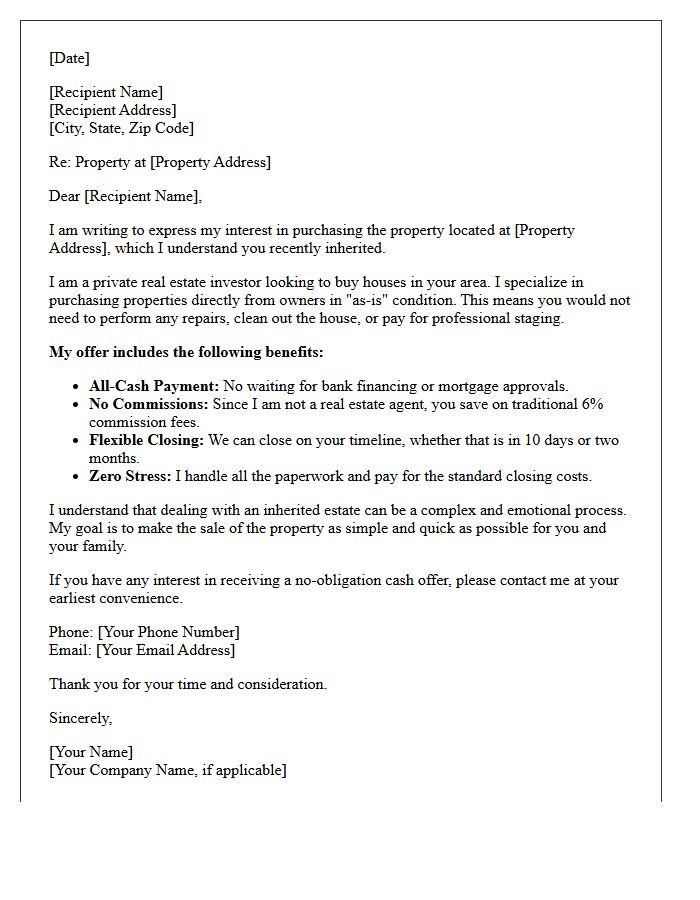 Inherited Property Cash Offer Letter
