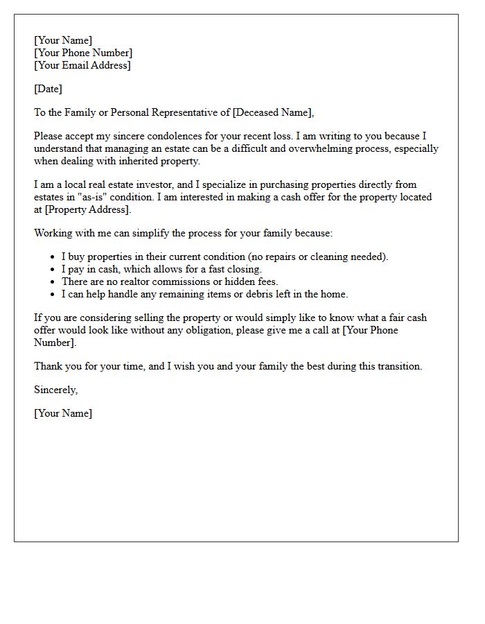 Probate Distressed Estate Sale Letter