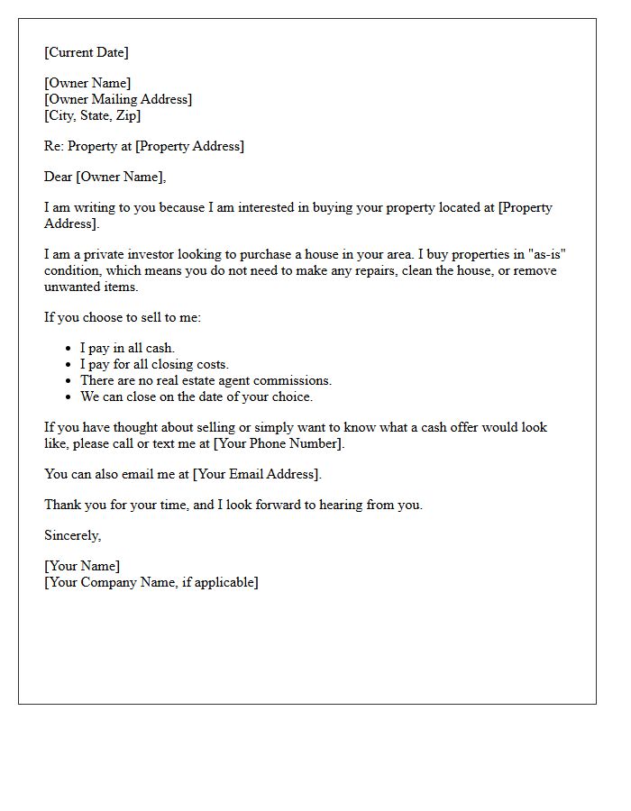 Absentee Owner Quick Cash Letter