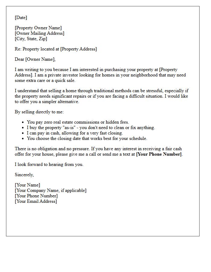 Off-Market Distressed Property Letter