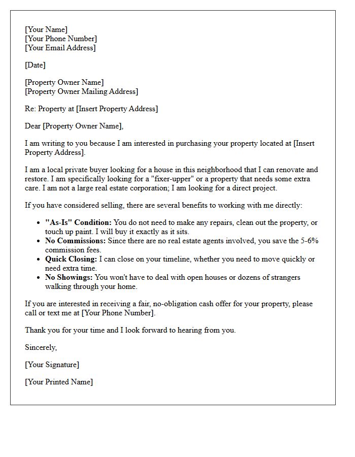 Fixer-Upper Direct Purchase Letter