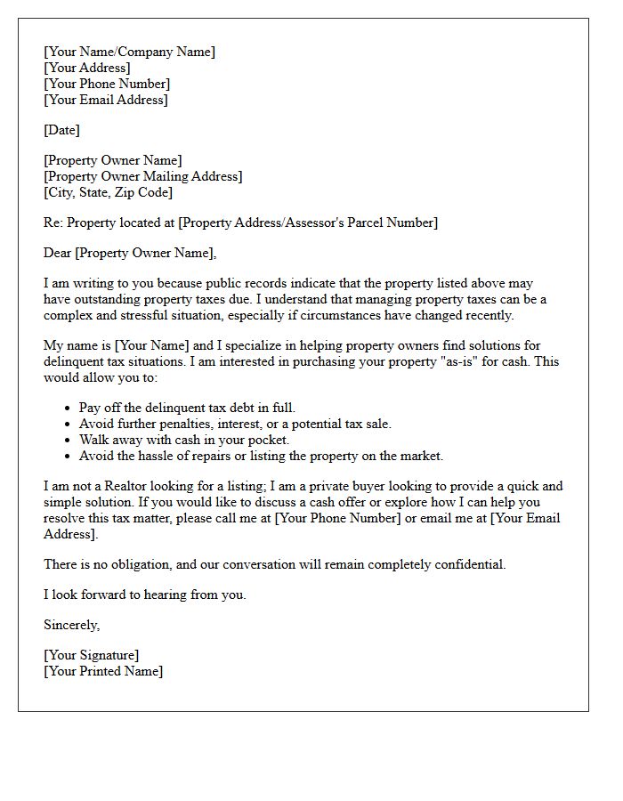 Initial Tax Delinquent Property Relief Letter