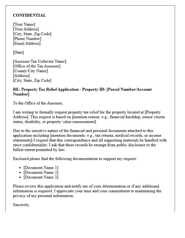 Confidential Property Tax Relief Letter