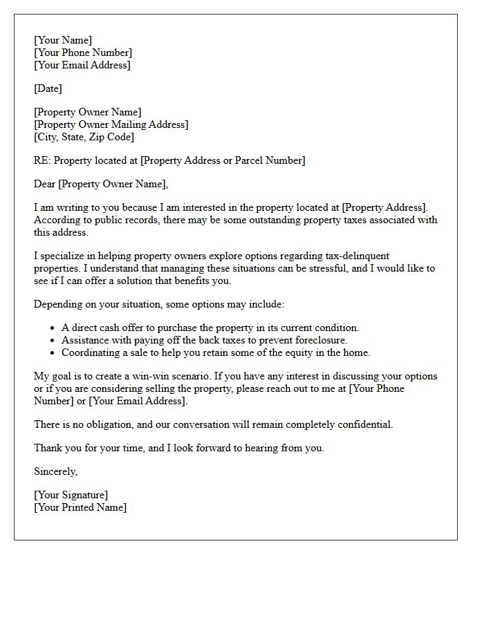 Exploring Options for Tax Delinquent Property Letter