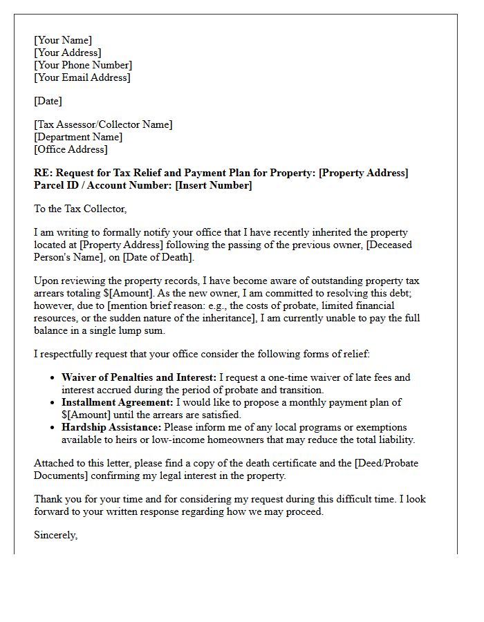 Inherited Property Tax Arrears Relief Letter