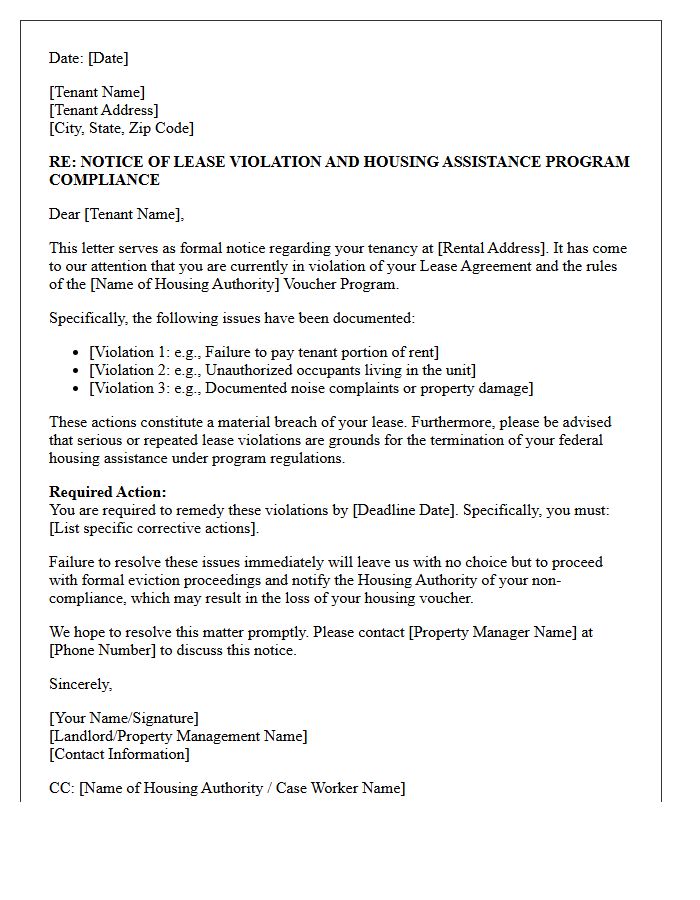 Problematic Voucher Tenant Resolution Letter