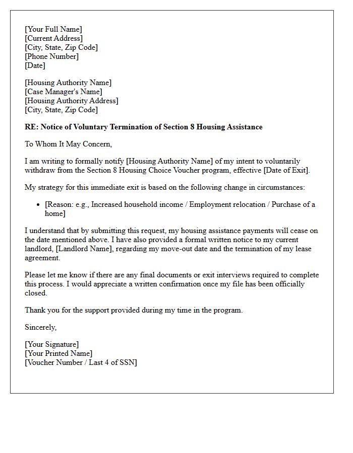 Immediate Section Eight Exit Strategy Letter
