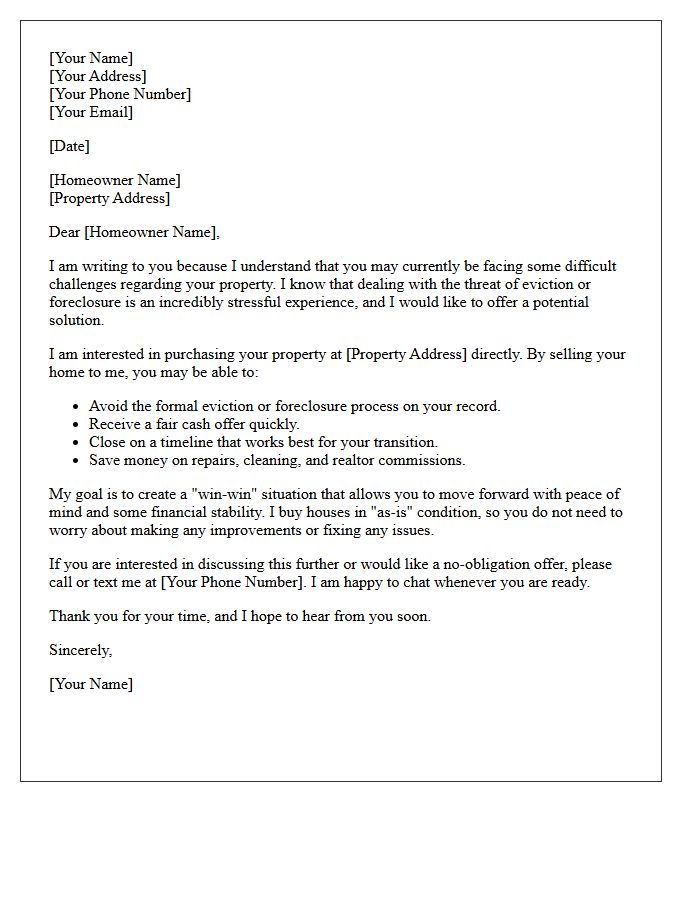 Eviction Stress Property Purchase Letter