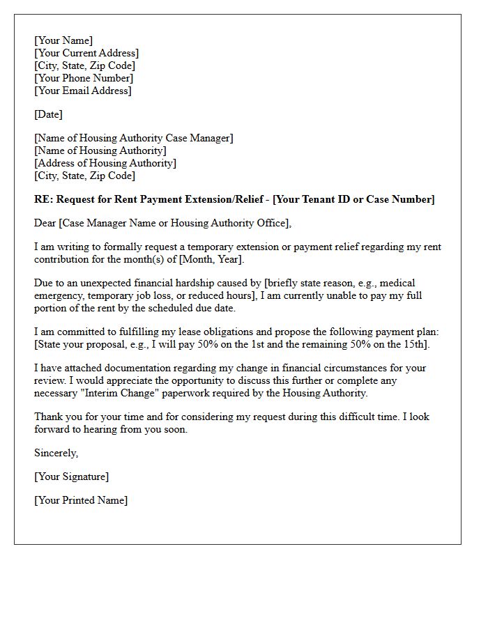 Housing Authority Payment Delay Relief Letter