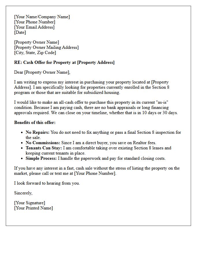 Section Eight Property Cash Offer Letter