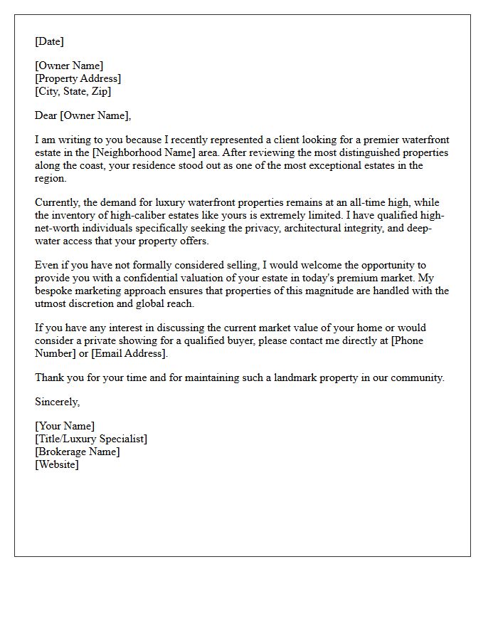 Luxury Waterfront Estate Prospecting Letter