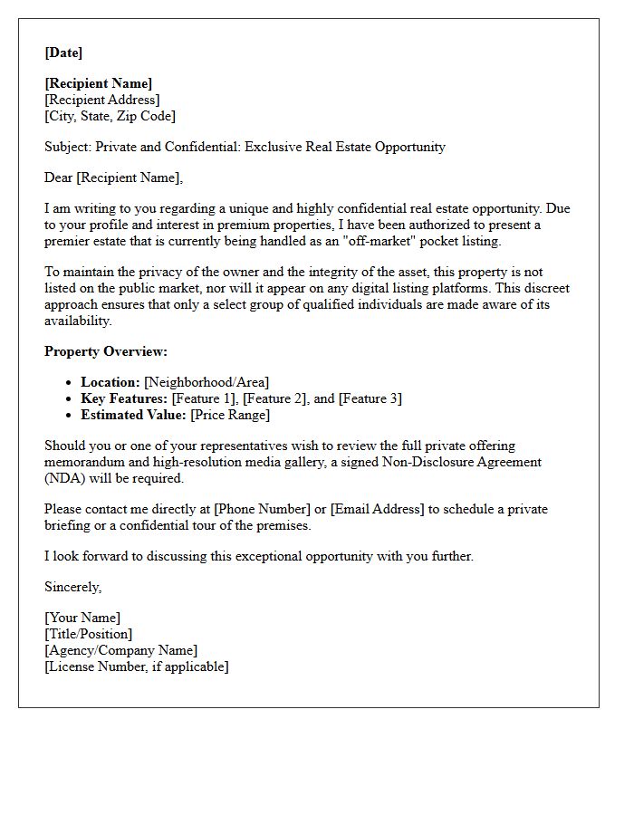 Confidential Premium Property Listing Letter