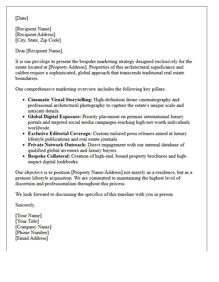 Bespoke Mansion Marketing Overview Letter