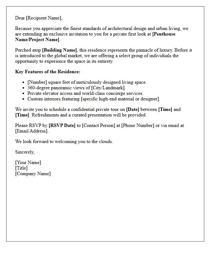 Ultra-Luxury Penthouse Sneak Peek Letter