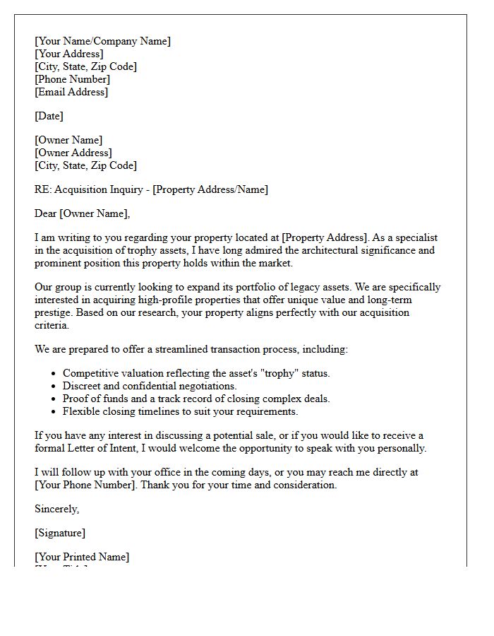 Trophy Property Acquisition Opportunity Letter