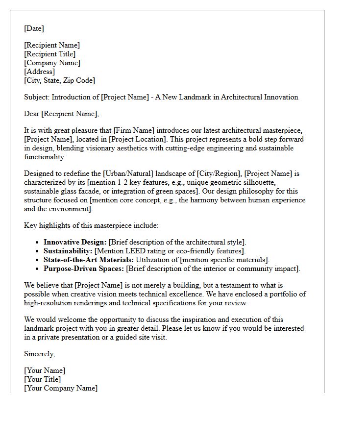 Architectural Masterpiece Introduction Letter