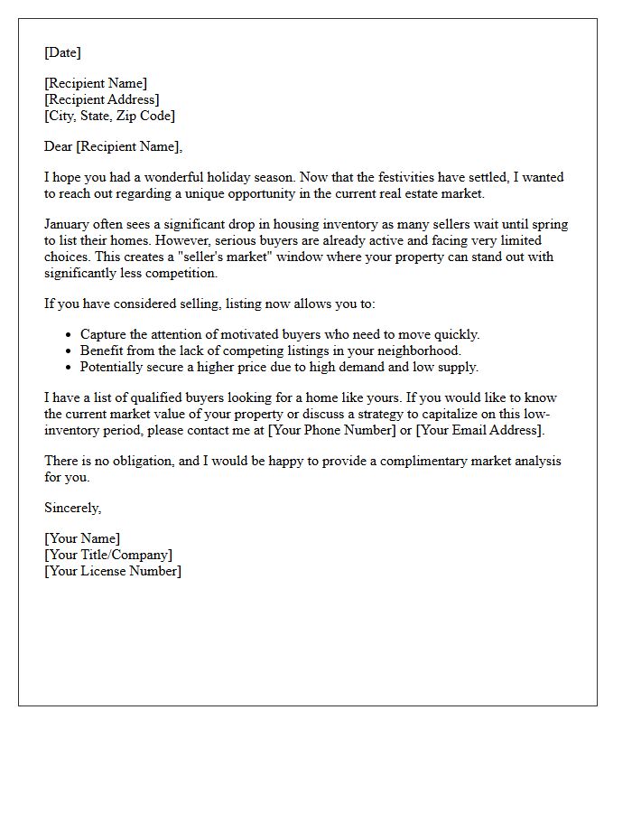 Capitalizing on Low Post-Holiday Inventory Letter