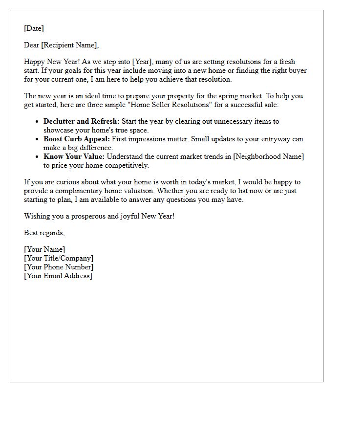 New Year Home Selling Resolutions Letter