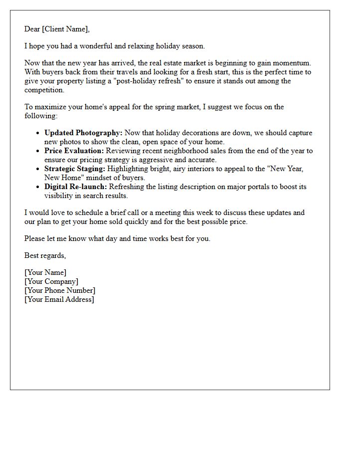 Refreshing Your Real Estate Listing Post-Holiday Letter